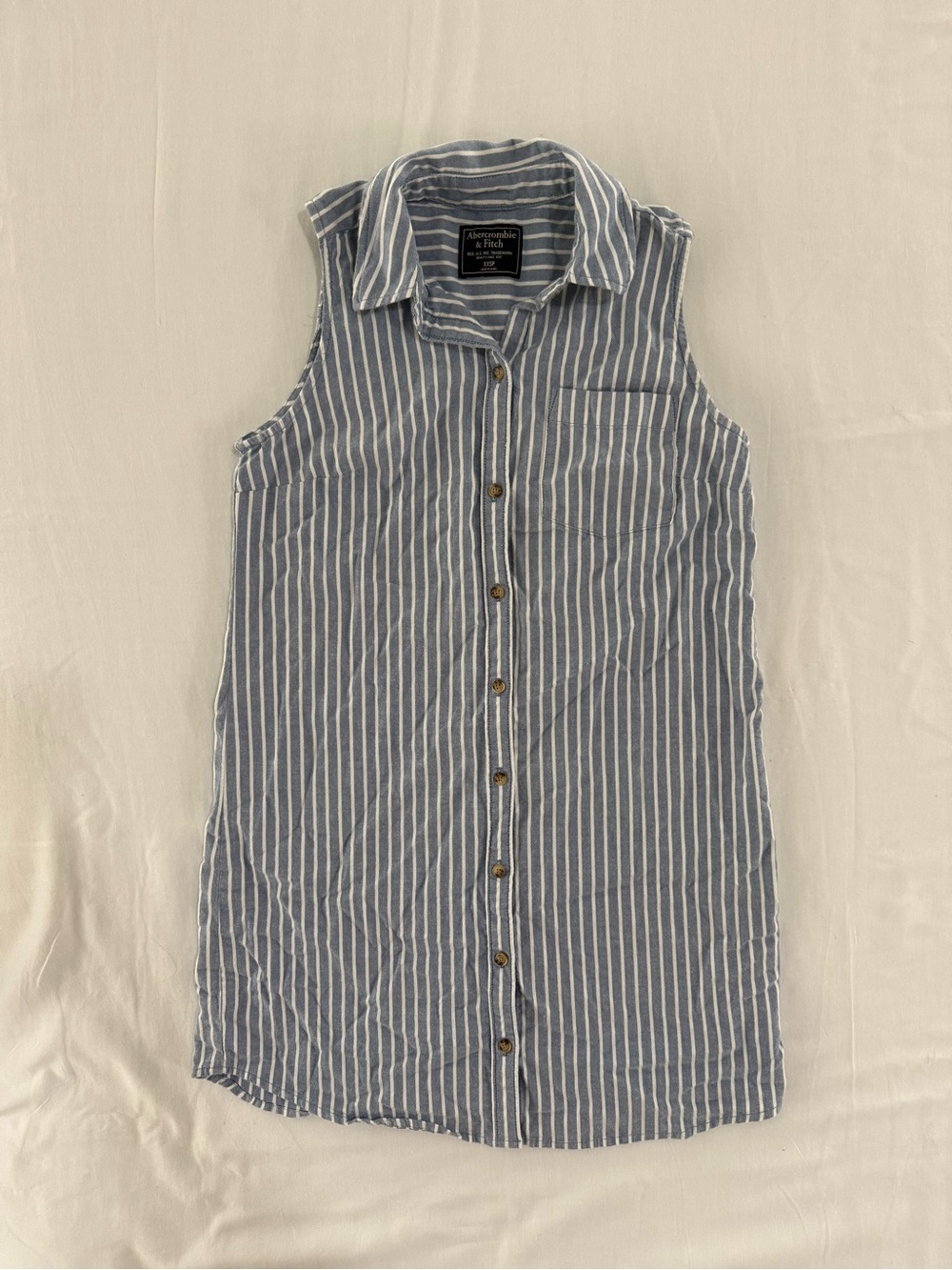 Abercrombie & Fitch Sleeveless Collared Striped Button-Up Cotton Mini Dress XXSP